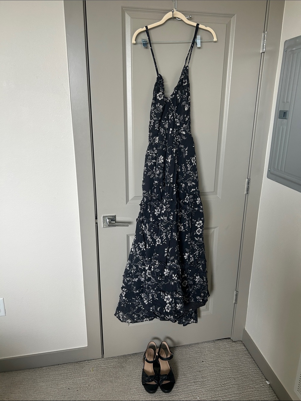 torrid Black Floral Maxi Dress with White Print